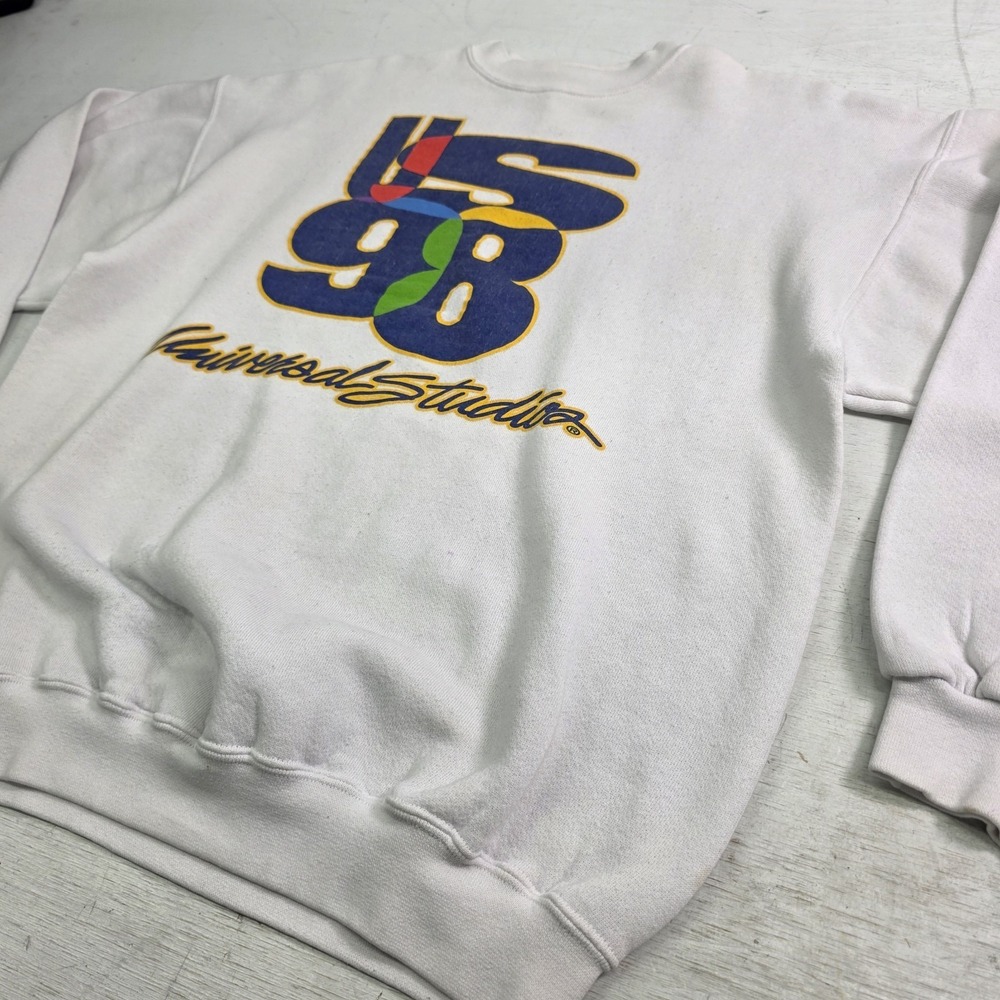 Vintage‎ 90s Rare Design White Universal Studios Sweatshirt Pullover Adult Sz L - Picture 3 of 13